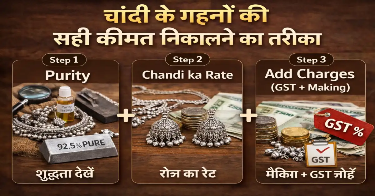 चांदी के गहनों की सही कीमत कैसे निकालें चांदी के गहनों की सही कीमत कैसे निकालें